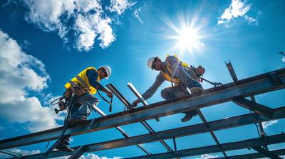 trabajadores en una obra de construcción