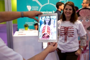 Showing the human body with a digital device