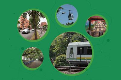 Composición de imágenes de diversos medios de transporte.