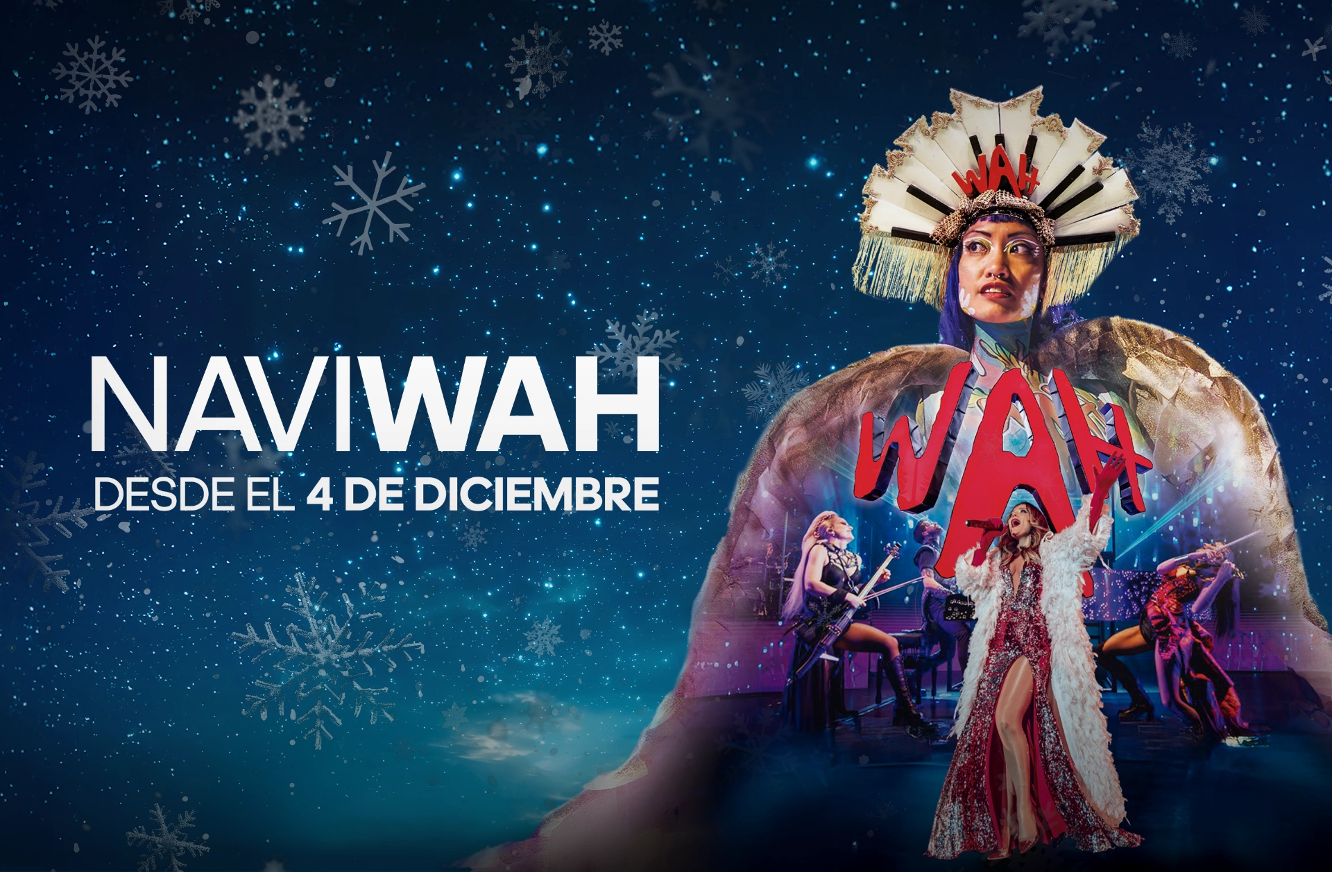 artistas tocando instrumentos y bailando en el escenario de WAH