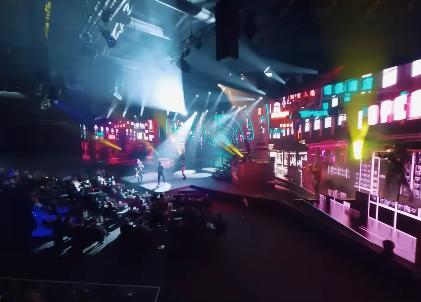 artists playing instruments and dancing on the WAH stage